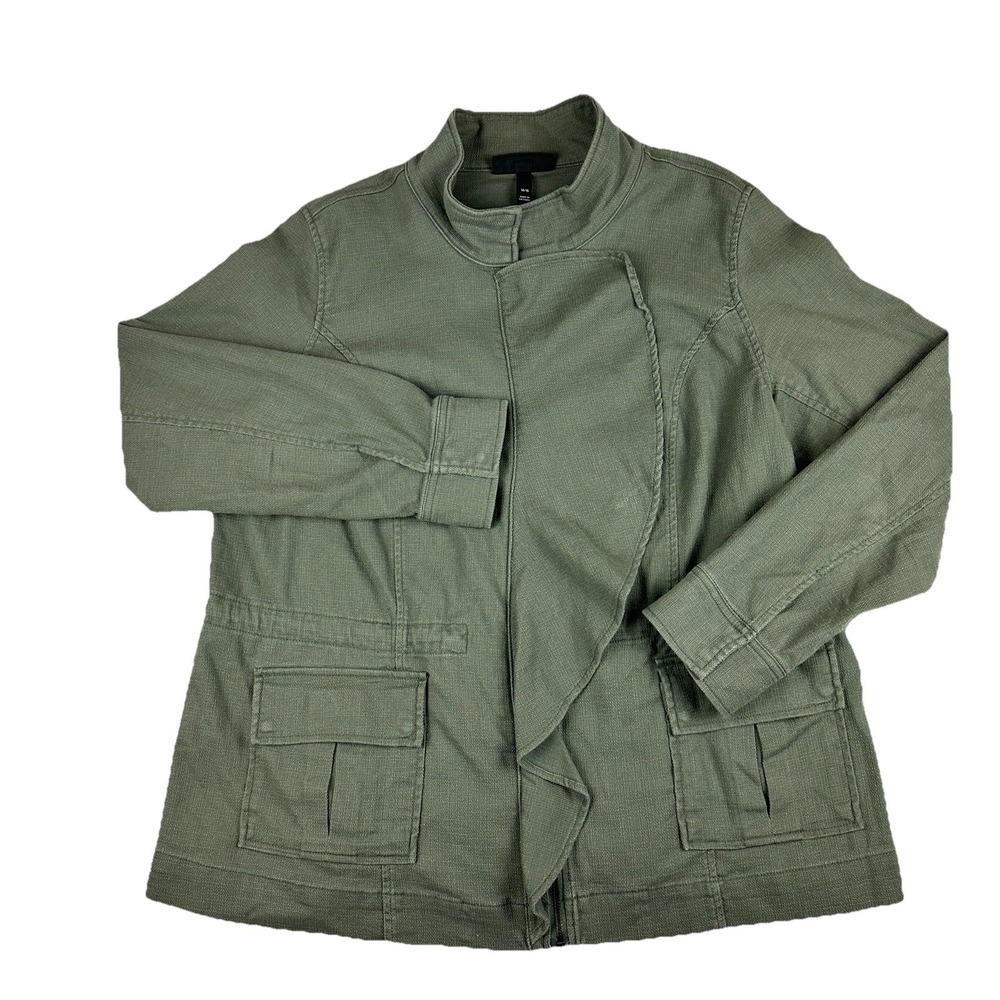 Lane Bryant Jacket Women's 14/16Green Stretch Pockets Mock Neck Full Zip